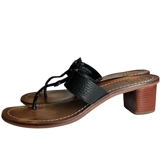 Tory Burch Black Moore Elba Tumbled Leather Thong in Black size 9 - Picture 5 of 15